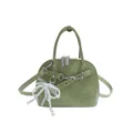 Sac à main vert clair style coquillage avec pendentif perle et bandoulière réglable - Vert