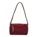 Borsa a cilindro bordeaux retrò in pelle scamosciata con tracolla in pelle pregiata - Rosso