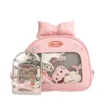Pink Ita-bag with large bow and clear window featuring cute anime plush accessories - Without Pendant / Pink