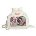 White faux leather Ita bag with large clear window and decorative top bow - Without Pendant / White