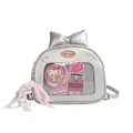 Silver Ita bag with ribbon bow and transparent window for anime pin display - Without Pendant / Silver