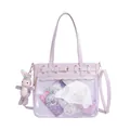 Light purple Ita bag with clear display window, removable strap and plush rabbit charm - Purple