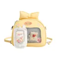 Sweet yellow JK bow shoulder bag with transparent window display and cute charms - Without Pendant / Yellow