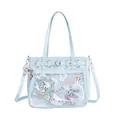 Light blue large capacity Ita Bag tote with transparent window for anime collectibles - Blue