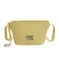 Borsa a secchiello minimalista giallo chiaro con ciondolo a cuore e tracolla in pelle - Giallo
