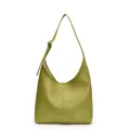 Bolso hobo verde minimalista con correa ajustable y textura de grano de lichi - Verde