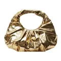 Borsa hobo oro metallizzato con finitura a specchio lucida e manico increspato elegante - Oro