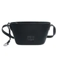 Borsa a tracolla nera motivo litchi con ciondolo a cuore argento e tracolla annodata - Nero