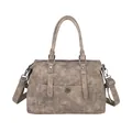 Vintage-Tragetasche in Taupe aus Kunstleder mit rundem Logo und Umhängeriemen - Khaki