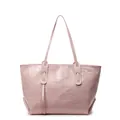 Grote roze shopper met cartoon dierenprint in reliëf en smalle schouderbanden - Roze