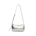 Minimalist silver metallic underarm bag with adjustable shoulder strap and sleek texture - Silver