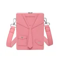 Pink box crossbody bag with vintage tie design and textured faux leather for daily fashion - Pink