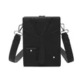 Creative black suit-style box bag with 3D tie design and silver metal hardware - Black