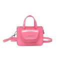 Glänzende hellrosa Lackleder-Minihandtasche mit Tragegriff und Umhängeriemen - Rosa