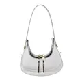 Sac hobo demi-lune en PVC transparent moderne avec bordure argentée et zip double - Argenté