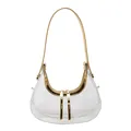 Sac hobo rétro transparent en PVC avec bordure dorée et fermeture éclair double - Doré