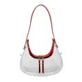 Sac à bandoulière hobo rétro en PVC transparent avec bordure rouge métallisée brillante - Rouge