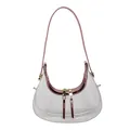 Sac bandoulière demi-lune en PVC transparent avec bordure rose et zip doré - Rose