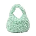 Minzgrüne Satin-Handtasche mit plissiertem Rüschendesign und eleganter Textur - Grün
