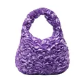 Lila plissierte Satin-Handtasche mit Rüschendesign für Damen, elegante Abendmode-Tasche - Lila