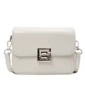 Piccola borsa quadrata avorio elegante con fibbia in metallo argentato a forma di S - Bianco Sporco