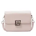 Piccola borsa a tracolla rosa chiaro minimalista con fibbia quadrata in metallo argento - Rosa