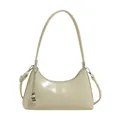 Chic cream-white patent leather hobo bag with adjustable strap and fashion charm - With Pendant / Green
