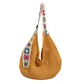 Borsa hobo all'uncinetto giallo zenzero con tracolla floreale bohémien dai colori vivaci - Giallo