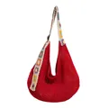 Borsa tote rossa all'uncinetto con tracolla a girasole colorata per vacanze al mare - Rosso