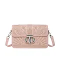 Rosa Schultertasche mit Goldstickerei und kunstvollem Metallverschluss - Rosa