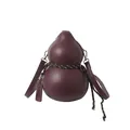 Borsa a tracolla a forma di zucca in pelle opaca color bordeaux con corda intrecciata - Rosso