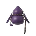 Unique purple gourd-shaped crossbody bag with woven cord detail and matte leather finish - Purple