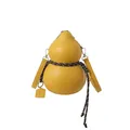 Unique bright yellow gourd-shaped crossbody bag with woven decorative rope detail - Yellow