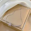 Sparkling snowflake bracelet with zircon stones and adjustable tennis chain in silver finish - Rotating Snowflake Bracelet (TS0265) / Silver
