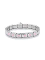 Detail of Italian charm bracelet links in stainless steel with pink heart patterns - Heart Watch Band Link (TT0315) / Pink