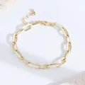 Bracelet à maillons plaqué or 18 carats avec émail blanc et extension réglable - Blanc