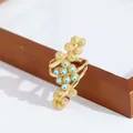 Επίχρυσο δαχτυλίδι 18K με χάντρες και μπλε μοτίβα ματιού του διαβόλου - Λίμνη Πράσινο
