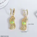 Pendientes de ojo de la suerte bañados en oro 18K con forma de cacahuete y textura - Amarillo