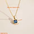 Collar bañado en oro de 18k con colgante de piedra de nacimiento azul y medidas - Marzo (Zirconia Aguamarina)
