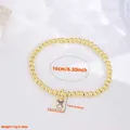 18k gold plated beaded bracelet with square zircon pendant and size measurements - April (White Zirconia)