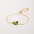 Pulsera ajustable dorada con mariposa de esmalte verde y detalles de circonitas - Verde oliva