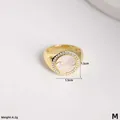 Adjustable gold shell ring with pink mother of pearl and zircon pavé border - Pink Mother of Pearl Pave Style (M)