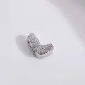 Glitzernder silberner Buchstabe L Alphabet-Anhänger mit mikrogepflasterten Zirkoniasteinen - Silber Buchstabe L