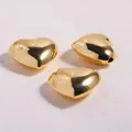 Polished 18K gold-plated 3D heart bead with 925 stamp for DIY jewelry making - Gold