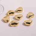 Polished 18K gold heart-shaped metal spacer beads with side holes for DIY jewelry making - Gold 3D Heart Spacer Bead (P0003)