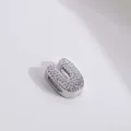Silberner Buchstabe U Anhänger mit Zirkonia-Besatz für DIY-Schmuckherstellung - Silber Buchstabe U