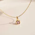 Collier plaqué or 18 carats avec pendentif en zircon rose carré pour femmes - Octobre (Zircone Rose)