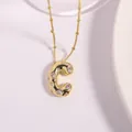 Collar chapado en oro con colgante de letra C y circonitas en cadena de bolas fina - Letra C