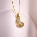 Collier en or avec pendentif lettre L bombée et zircons sertis en micro-pavé - Lettre L