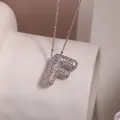 Silver-plated bubble letter F necklace with cubic zirconia and beaded chain - Letter F